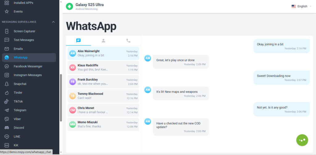 WhatsApp monitoring-app for Android